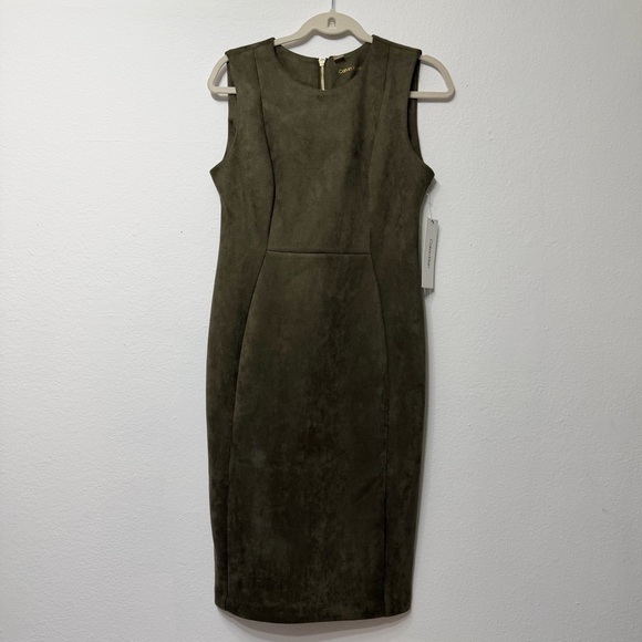 Calvin Klein faux suede sleeveless sheath dress Elegant size 8 - Picture 2 of 10